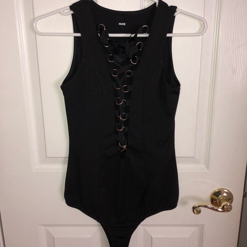 NUDE black bodysuit with button closure
